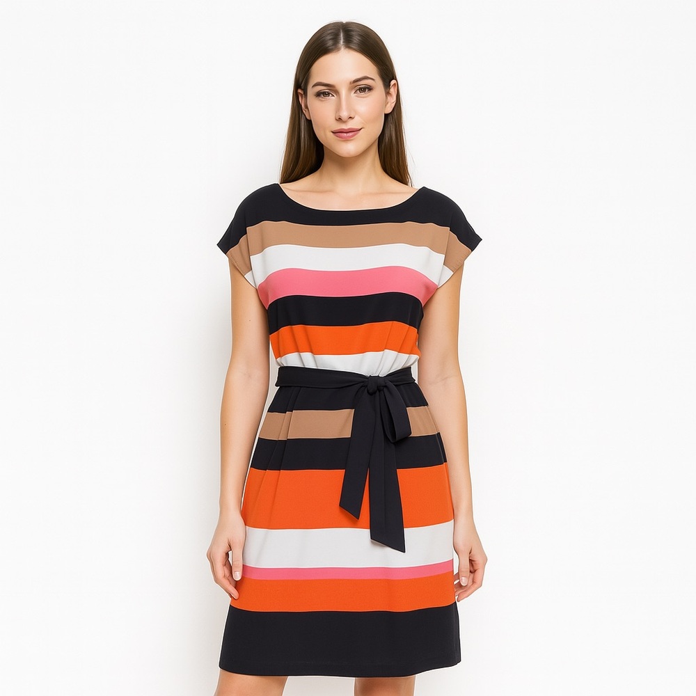 Multicolor striped dress with lining